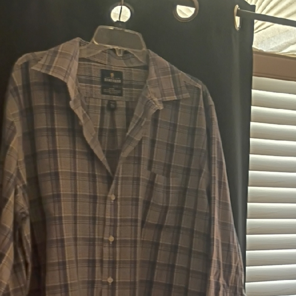 Stafford Men's Casual Button Down Shirt - Blue and White Plaid